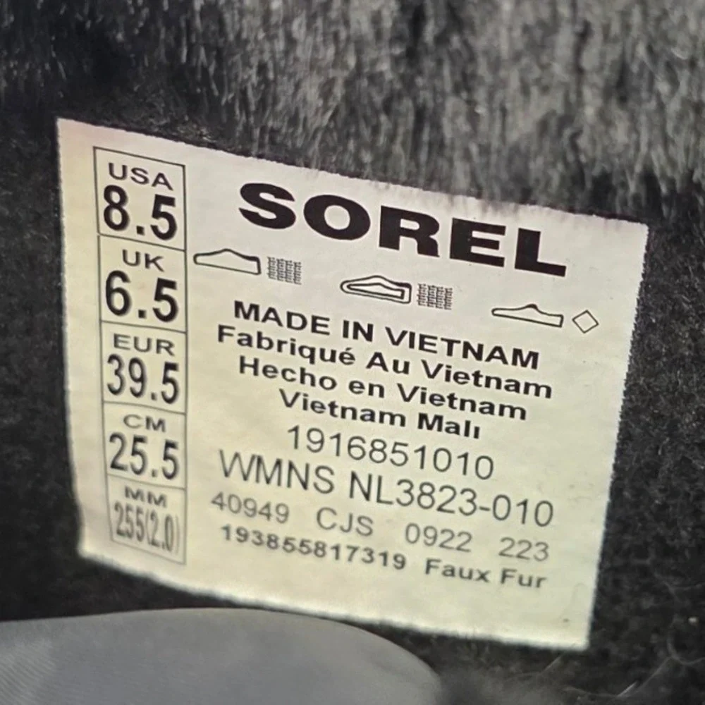 SOREL WHITNEY II TALL BOOTS WOMENS SIZE 8.5 BLACK LACE UP WATERPROOF OUTDOOR NEW